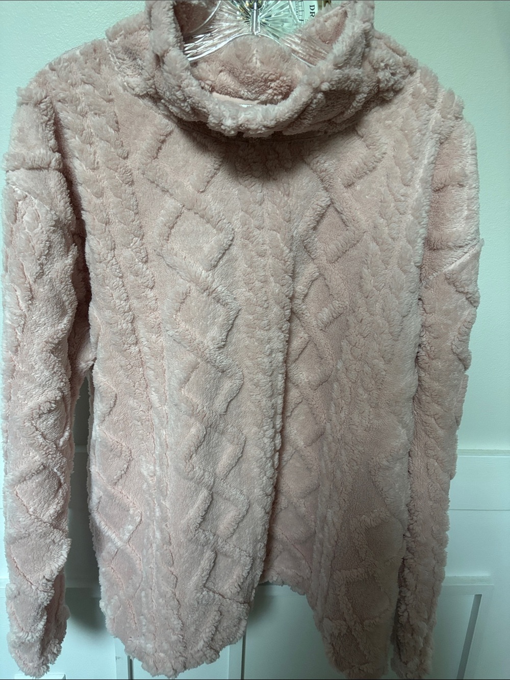 pink Eddie Bauer women's cable fleece pullover size large nwt